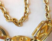 Extra LONG Goldtone Square Link Vintage Necklace 54 inches
