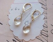 karel earrings - peach Topaz gold filled lever backs