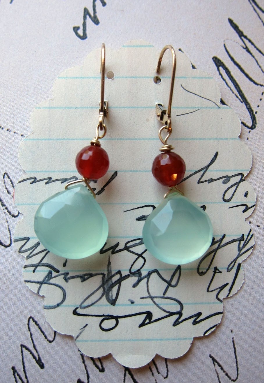 kayce earrings - chalcedony carnelion