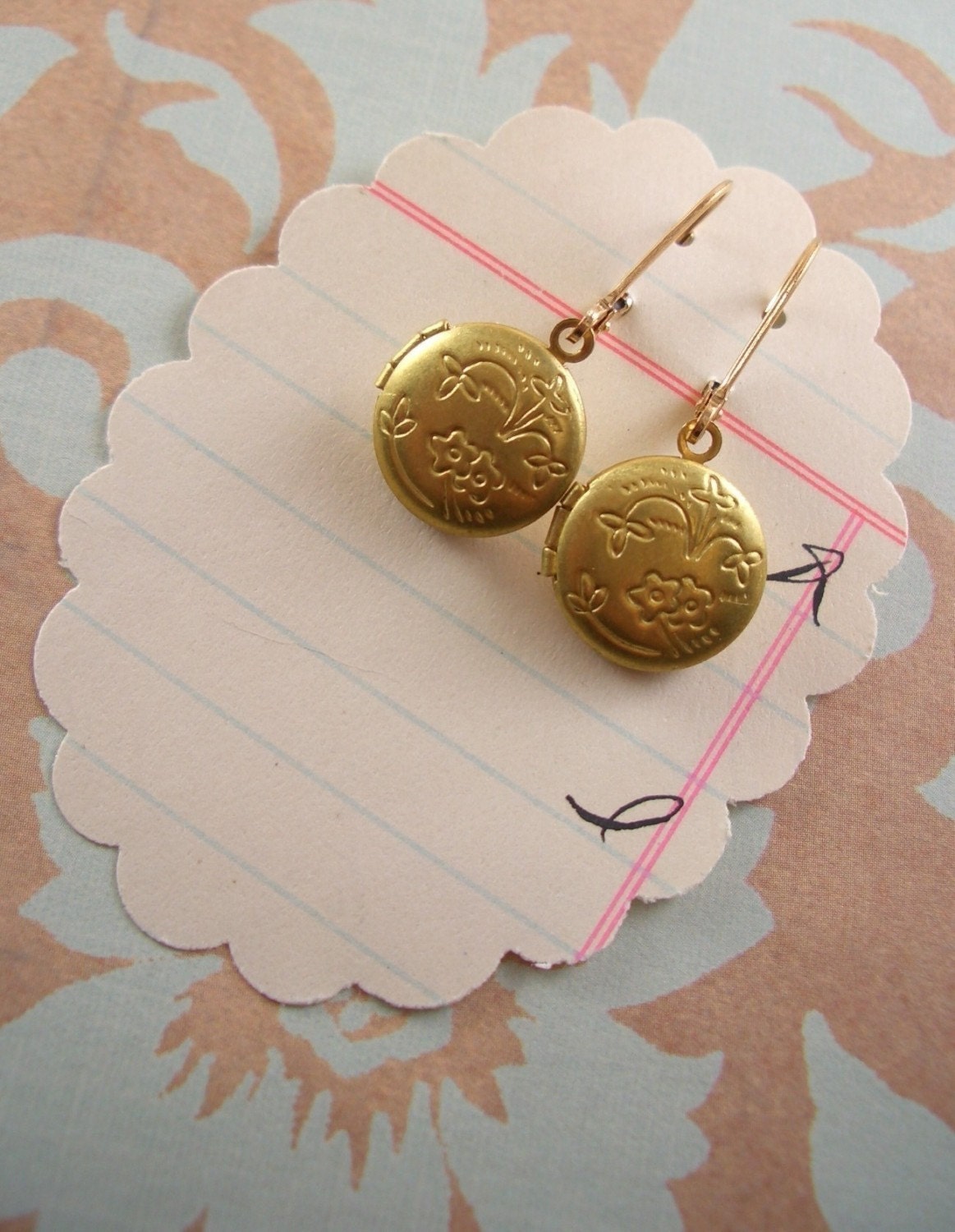 paulette earrings - floral lockets gold