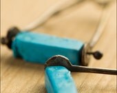 Turquoise Oxidized Sterling Silver Swing Earrings - Jewelry by Jason Stroud