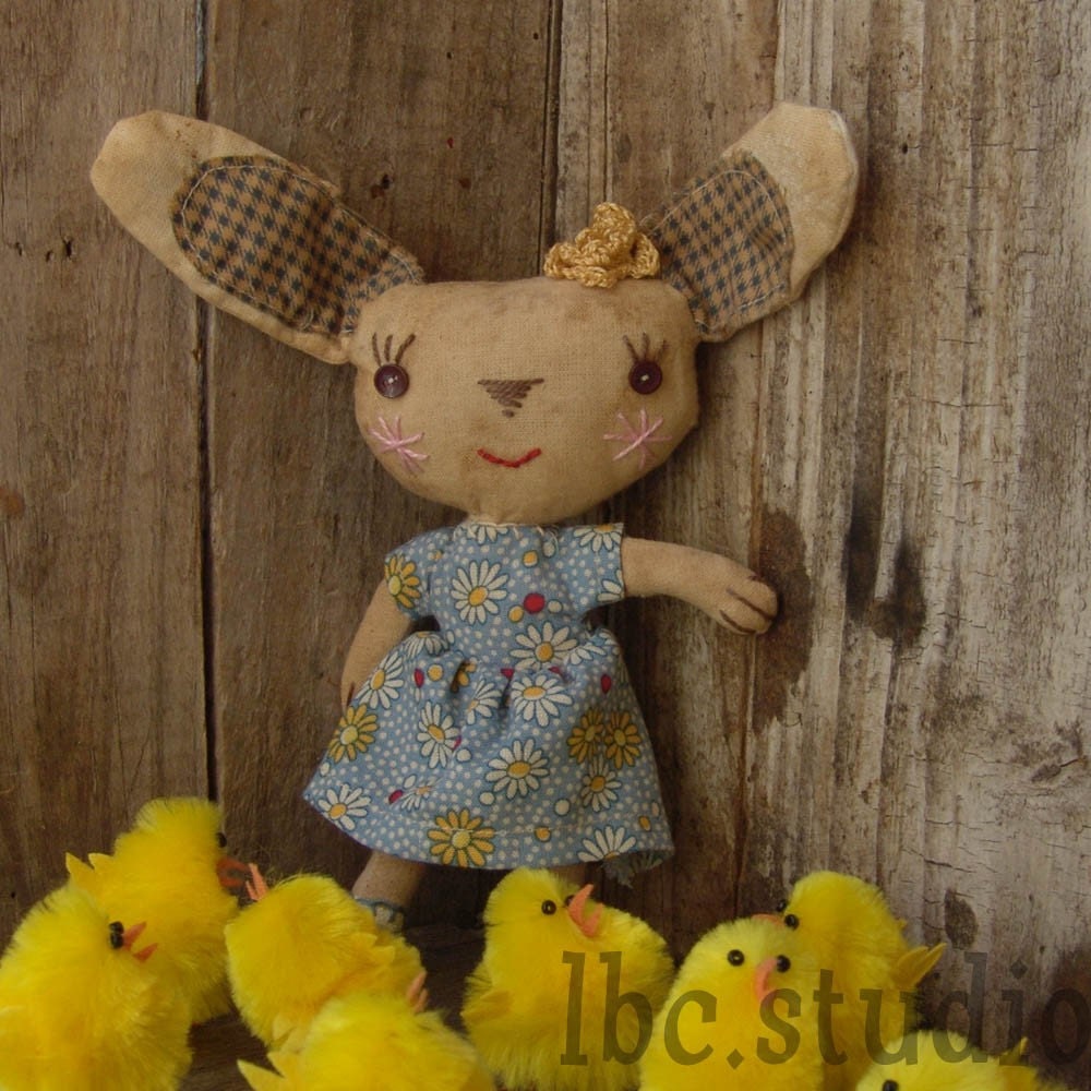 Pauline Bunny, Primitive cloth doll, small