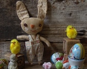 Autumn Bunny, primitive, cloth doll, collectible