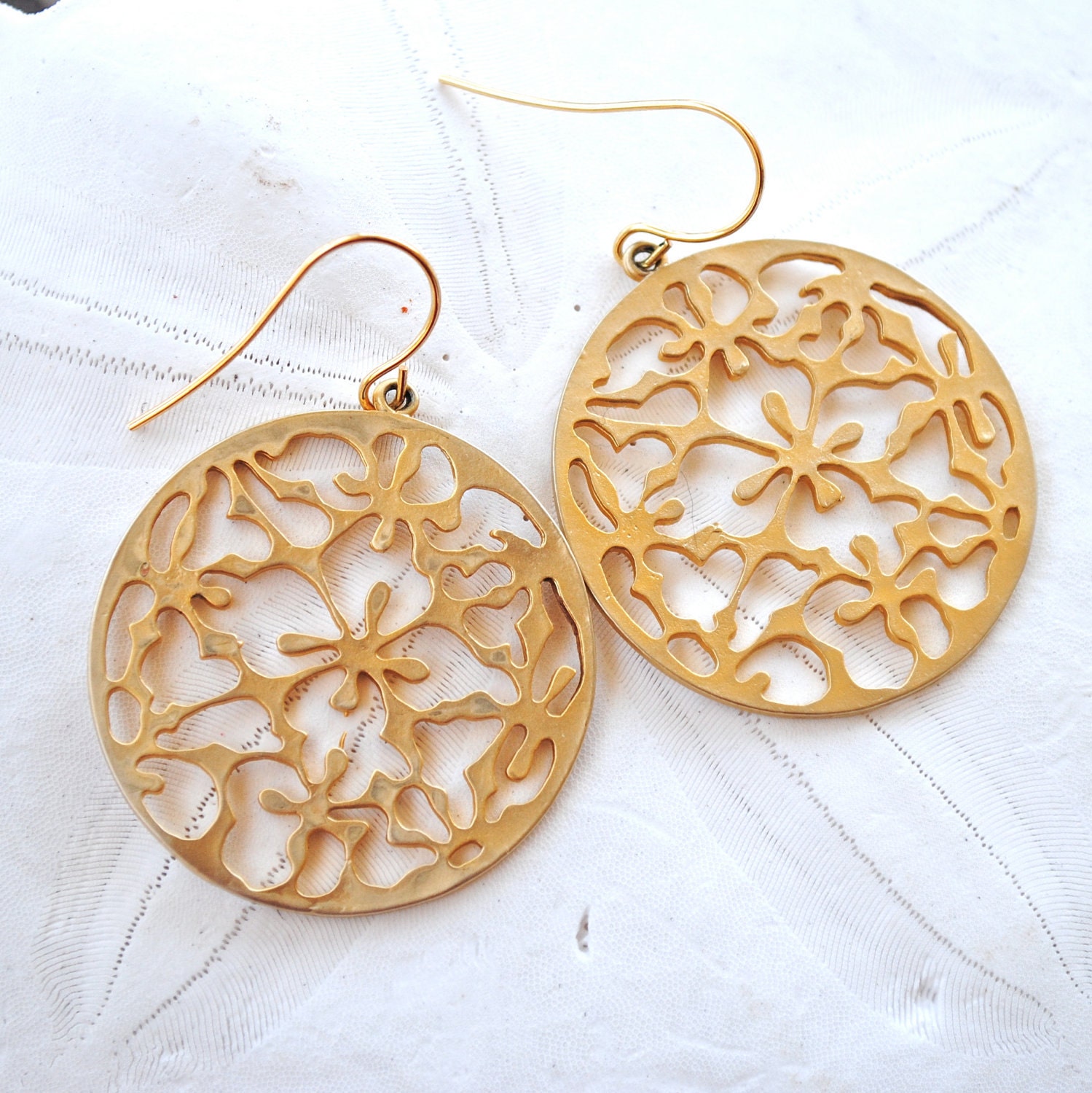 Gold Filigree. Dangle Earrings. Perfect Everyday Earrings.