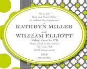 Bridal Shower Invitation Couples DInner Gray Lemon Grass Green Dots -Printable by girlsatplay girls at play Il_170x135