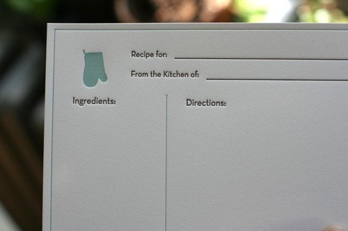 Letterpress Recipe Cards (Pack of 10) - Oven Mit