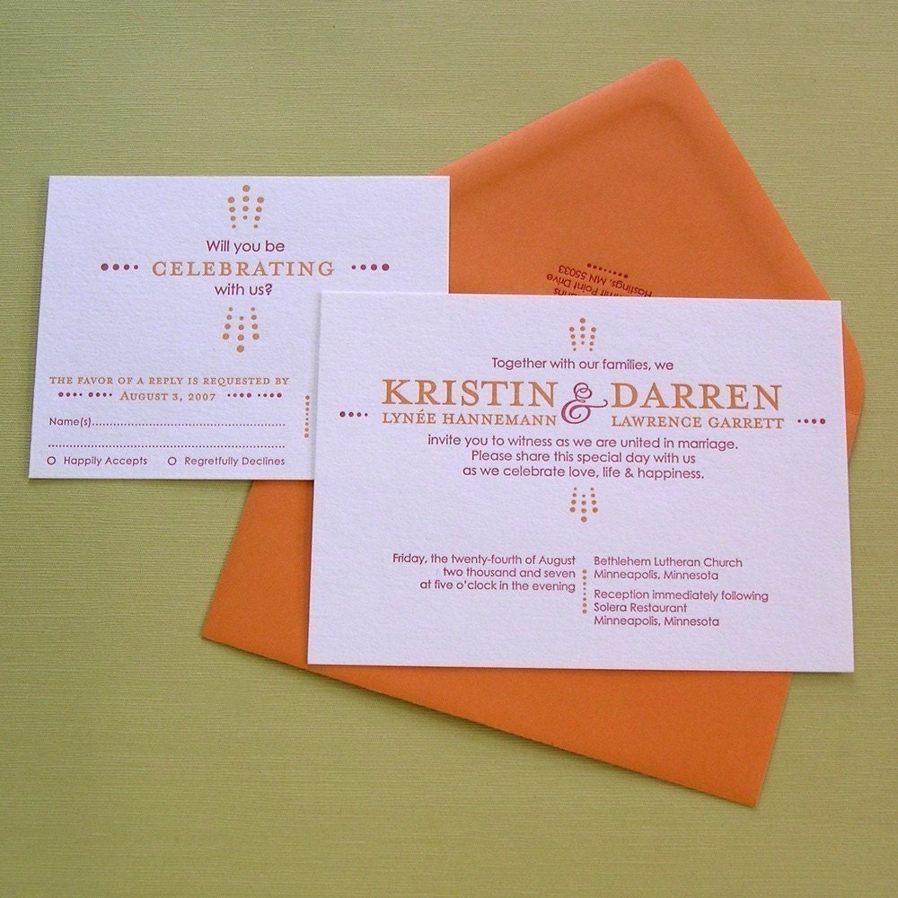 SAMPLE - Letterpress Modern Ornaments Wedding Invitation