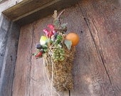 FRUIT HARVEST  hanging  vintage   artifical fruit and vegetable Basket Arrangement
