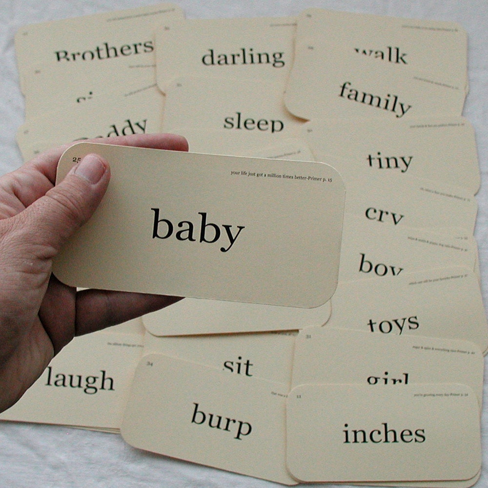 New Baby flash card tag set