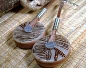 Polymer Clay and Wire Earrings - Dangle - Handmade Disc Beads - SALE
