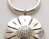 Silver Daisy Keyring made From Vintage American Half Dollar Coin