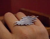 Chrysler Ring - Art Deco Adjustable Band in Sterling Silver