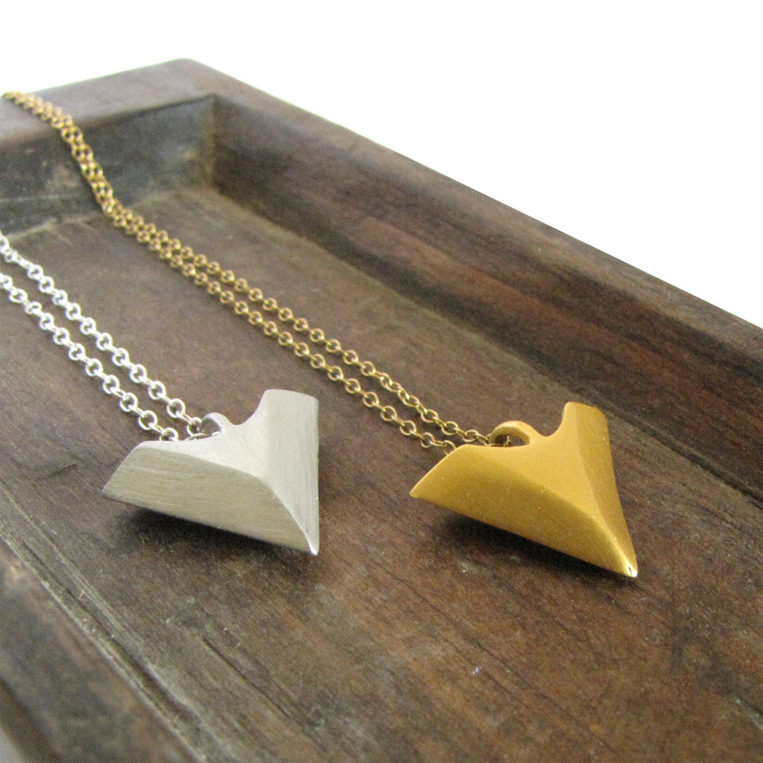 READY TO SHIP - Arrow Pendant Necklace in White Metal