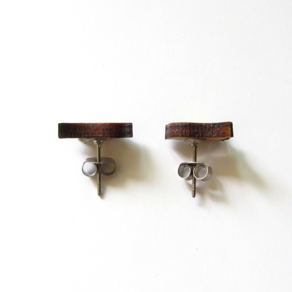 Little Birds - Bamboo Wood Earrings - Laser cut - Stud - Cute