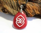 Asase Ye Duru - Engraved Stone Pendant - African Adinkra Symbol - Divinity of Mother Earth