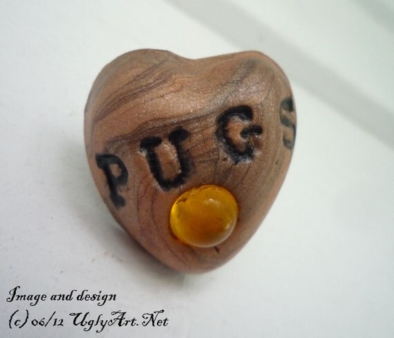 Pugs Gold Polymer Clay Ring bu Ugly Shyla