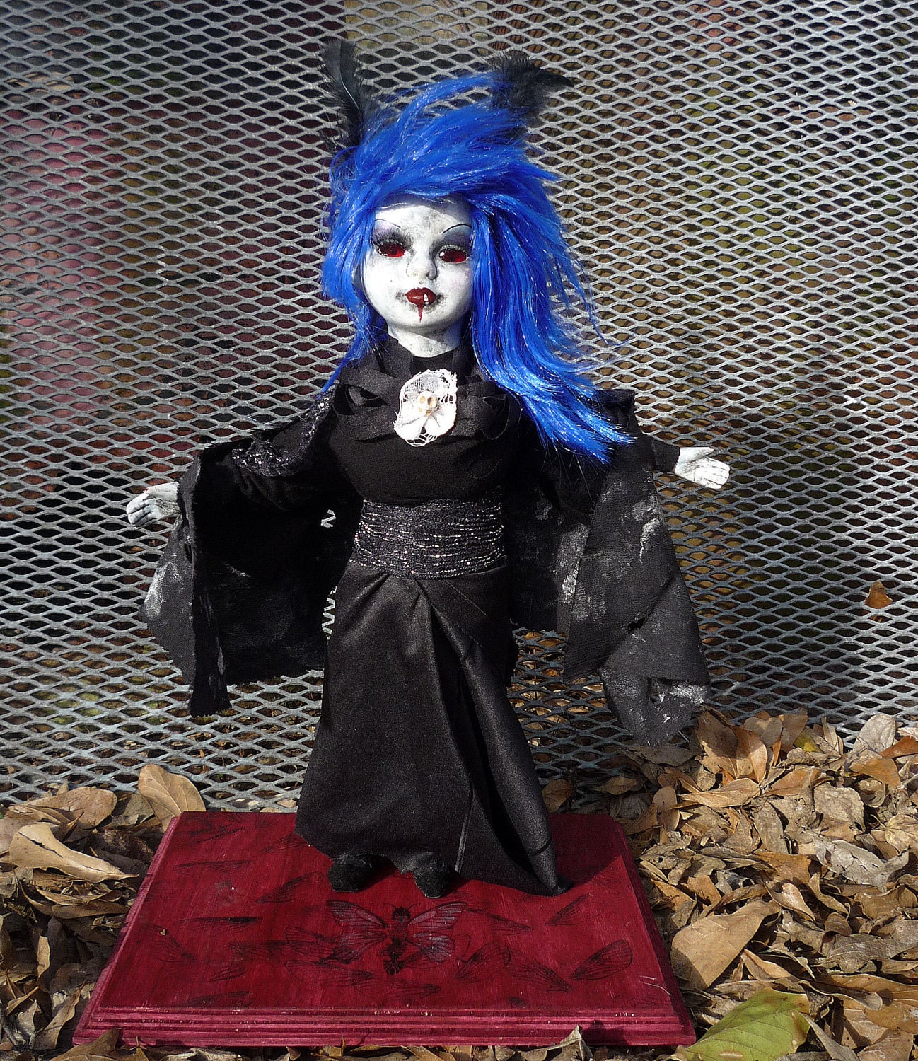 Ugly Shyla Moth Woman Doll on Wooden Base