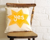 Yes / No Pillow - Yellow and Purple