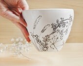 Hand Painted Noodle Bowl - Wild Grass, Line Drawing Collection - made to order