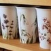 Personalized for You with Botanical Design - White Ceramic Eco Friendly Travel Mug Double Walled Porcelain with Lid