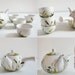 ready to ship - Hand Painted Ceramic Tea cups with Teapot - Grass Fields Collection