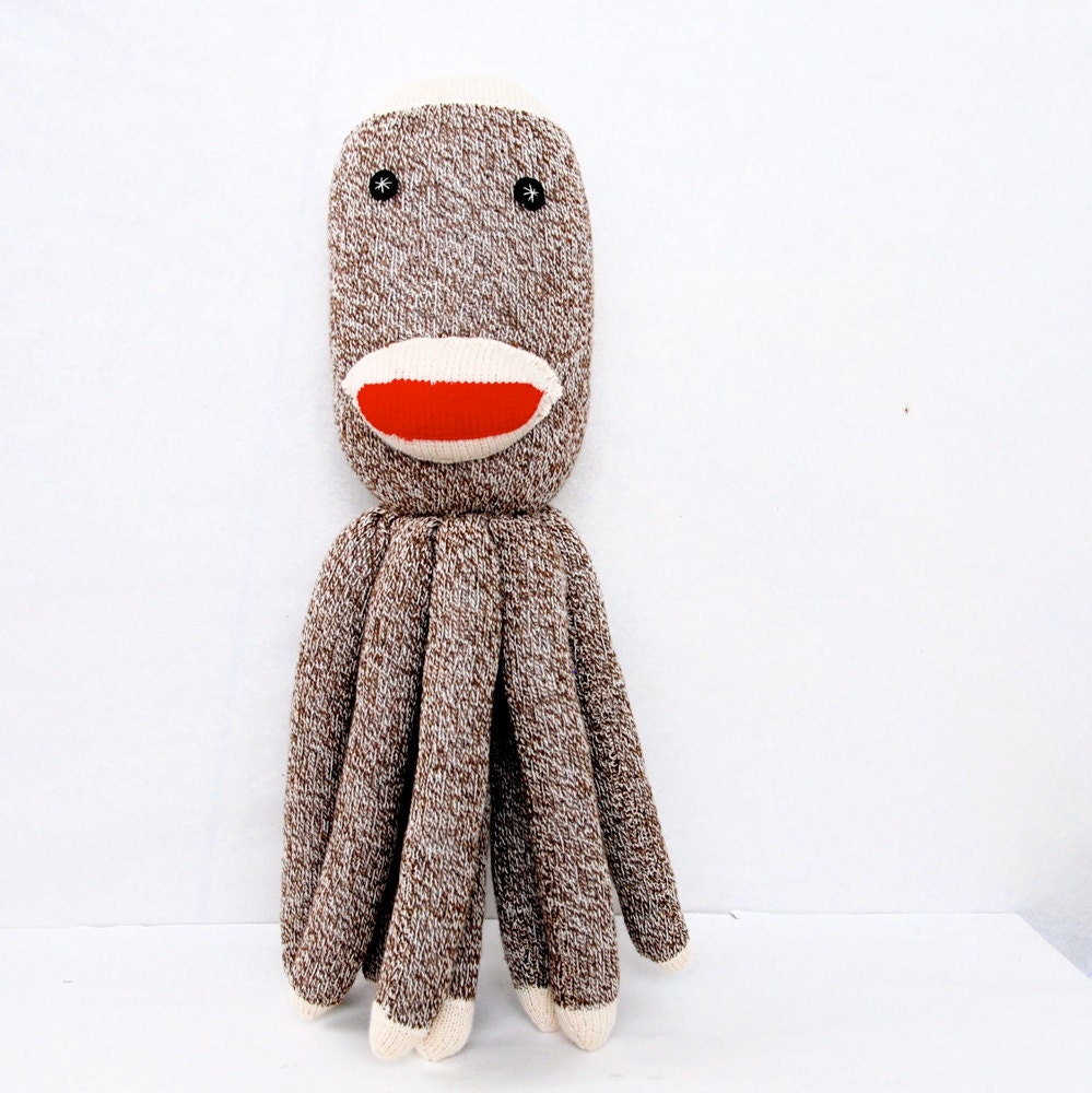 Socktopus the Sock Monkey Octopus Plush for Baby, Children and Adults