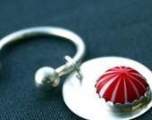 Pfefferminze. Festive Red, White, and Sterling Silver Keyring.