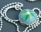 Bloom. Vintage Lucite Flower and Bright Sterling Silver. Pendant with chain.