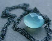 Tide Pool. Luminous Pale Aqua and Darkened Sterling Silver Necklace.