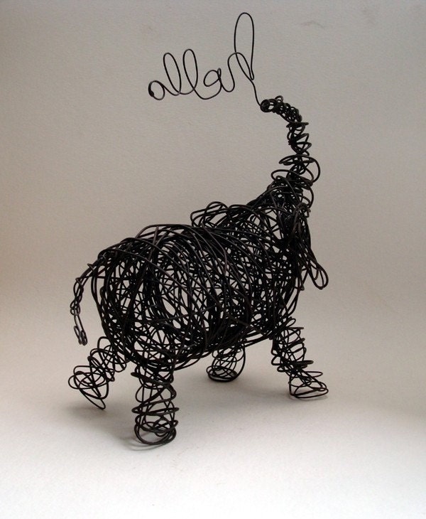 Hello Baby Elephant - Wire Animal Sculpture