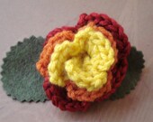 Crocheted Rose Barrette - Serenity