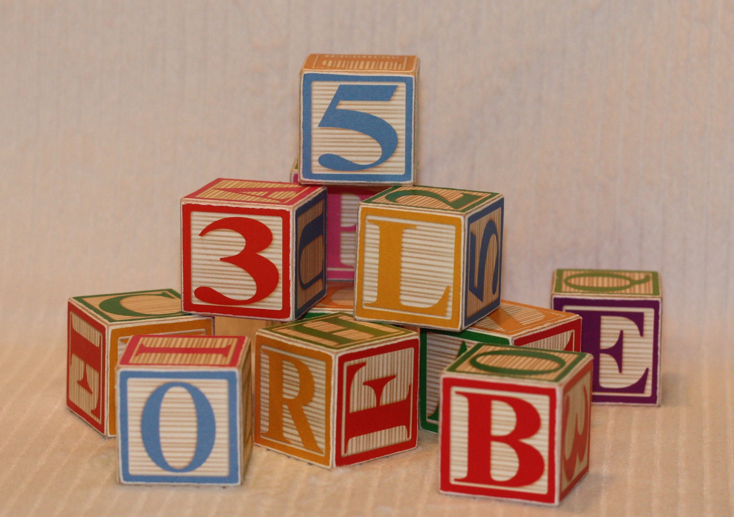 Vintage Alphabet Wooden Blocks Set of 6 Large