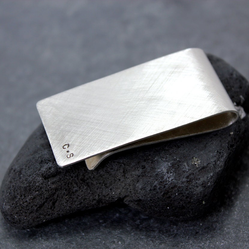 20GA SPACE initial Money Clip, Holder, Bar, for men