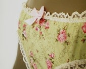 Chintz Panties Old Fashioned Rose Print Knickers Handmade Cotton Soft Green Pink Roses MADE TO ORDER