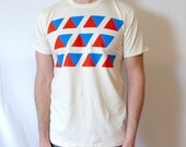 OKLAHOMA RELIEF Red and Blue Triangles Organic T-Shirt