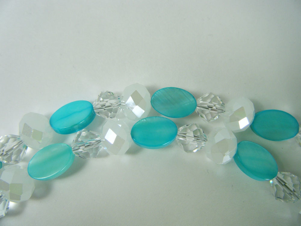 Aqua Shell Pendant with shell and glass beads