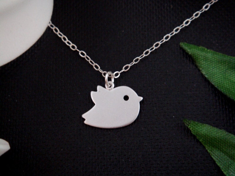 Bird Charm Necklace, STERLING Silver Jewelry, Newborn Gift, Birthday, Flower girl, Simple Dainty Necklace