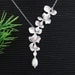 Wire wrapped Pearl Orchid Necklace, Dainty Bridesmaids Jewelry, STERLING Silver, Bridal Jewelry, Maid of Honor Necklace