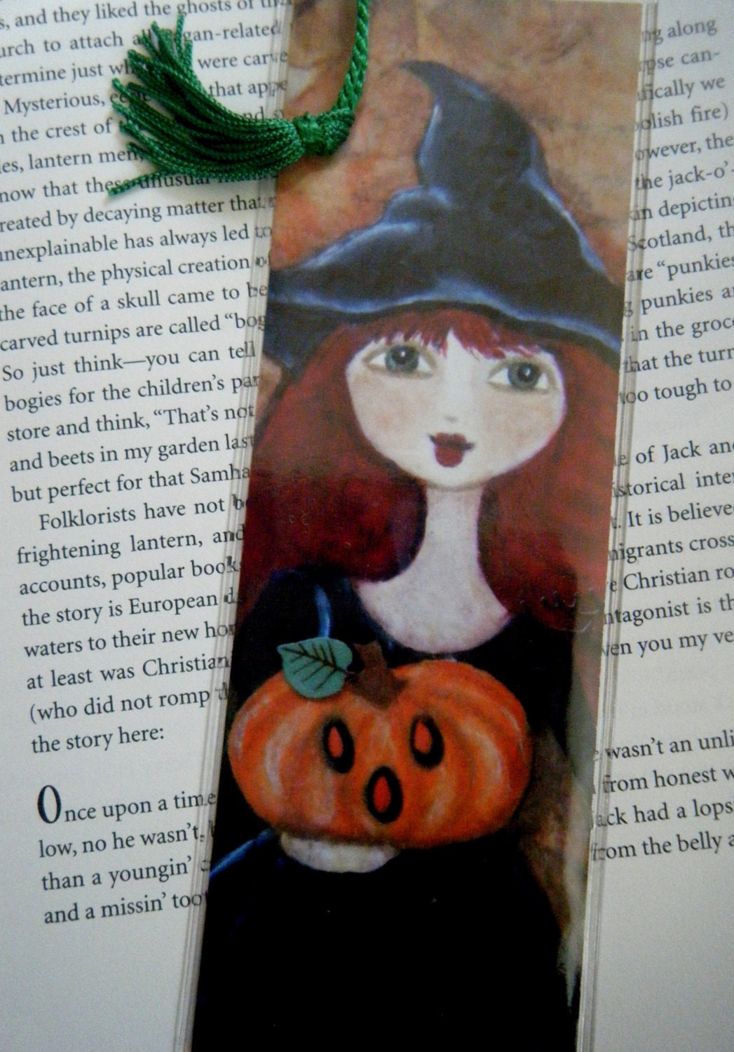 Halloween Witch with Pumpkin Art Print Bookmark