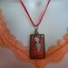 Red Haired Butterfly Faerie Art Print Necklace, Red, Fairies, Fairy Tales, Copper Accents, Leaves