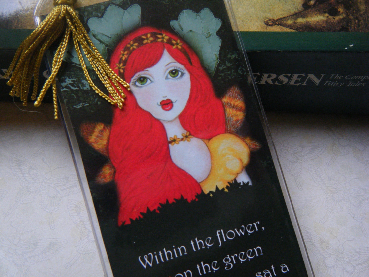 SUMMER SALE Thumbelina Art Print Bookmark, Fairy Tales, Fantasy, Storybook Art, Reproduction Art, Children's Art, Children's Bookmark