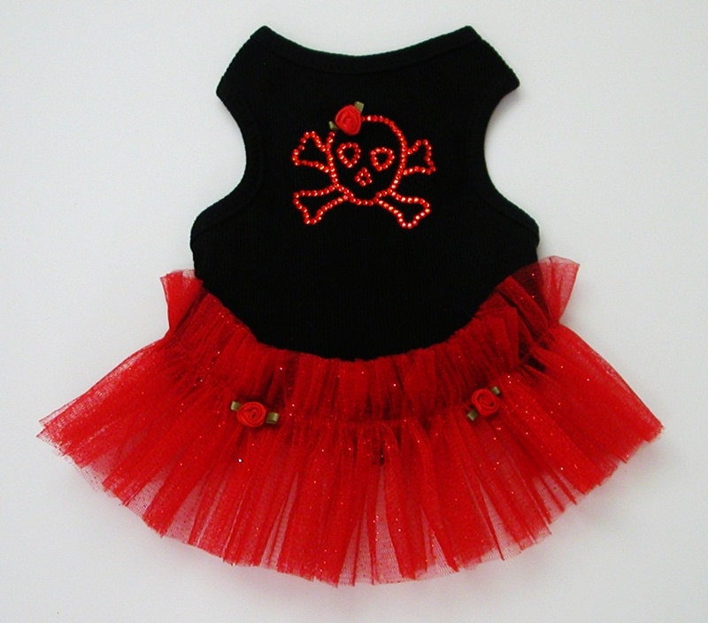 Dog TuTu: Skull and Roses Dog Dress Goth Wedding