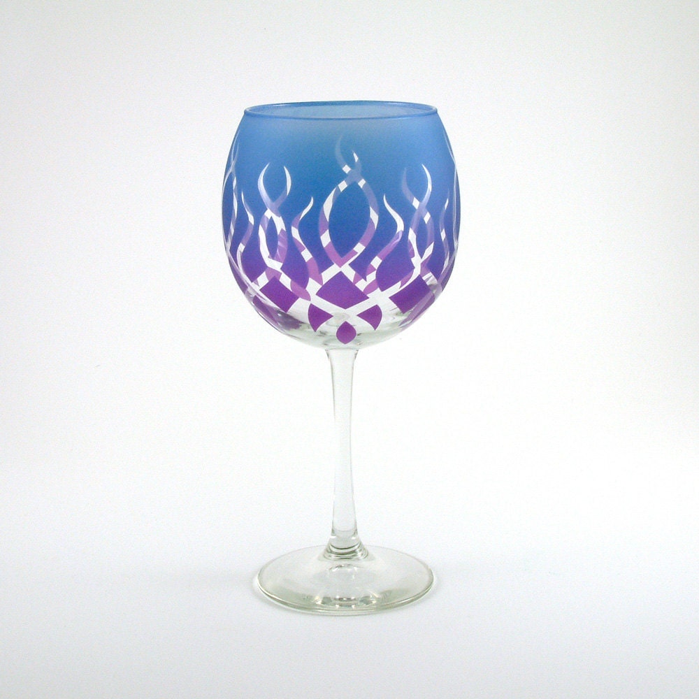 Wine Glasses - Strands - Set of 4 - Custom Painted Glassware