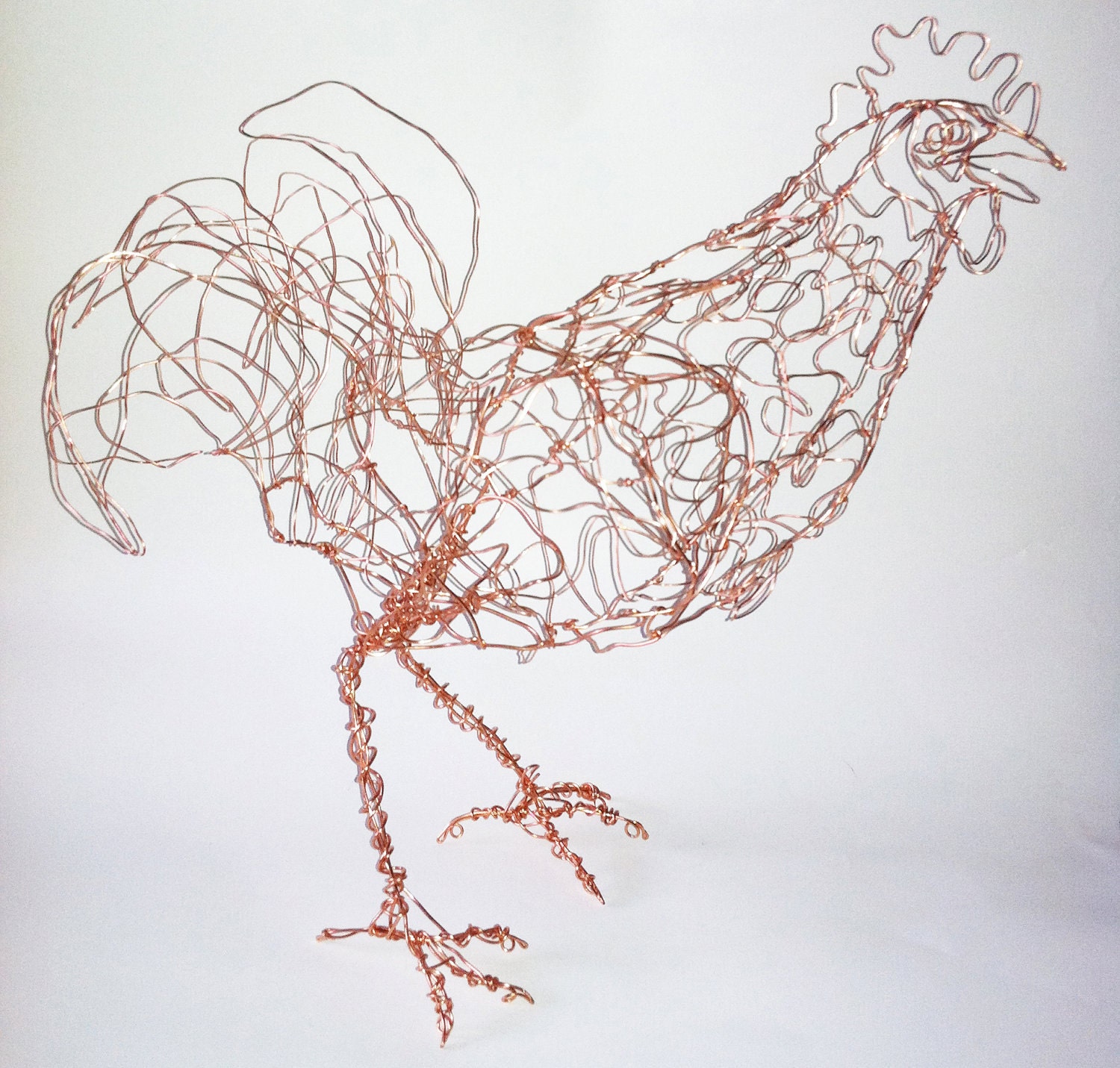 Red Rooster-Copper Wire Drawing Sculpture art