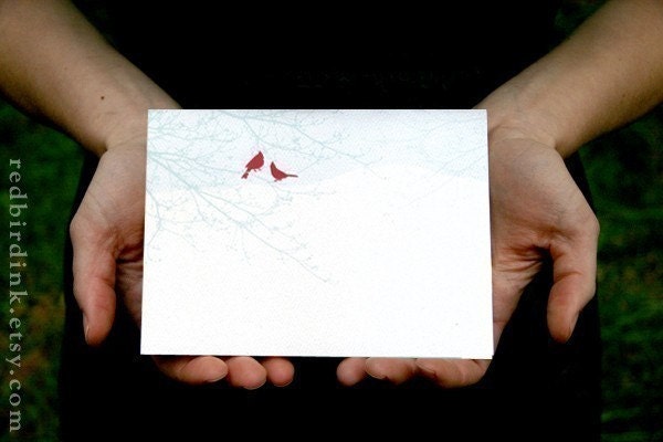 RED BIRDS - Set of Six folded Cards