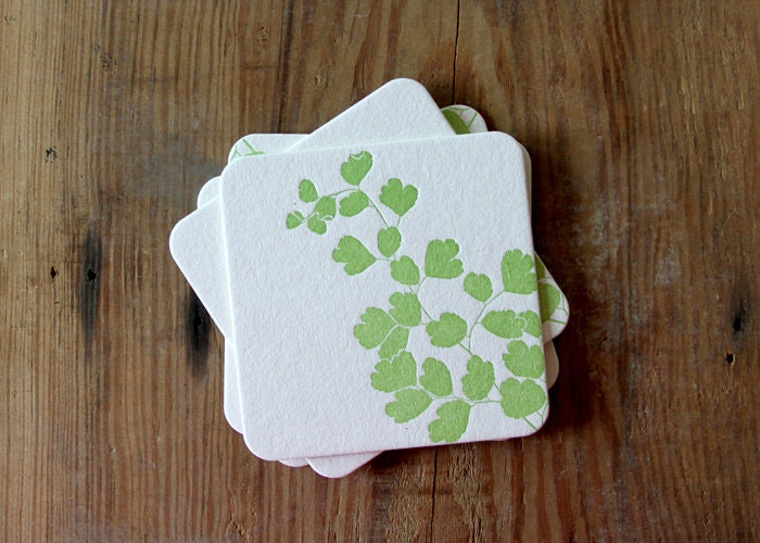 Green Coaster Assortment - Set of 4 Letterpress Coasters