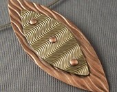 READY to SHIP Brass and Copper Pointed Vertical Ellipse Pendant