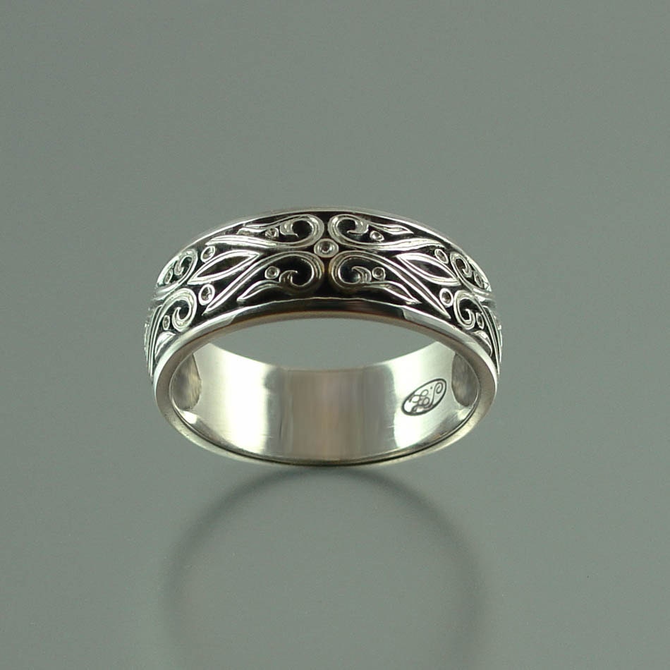 The PRINCE CHARMING 14K white gold mens wedding band