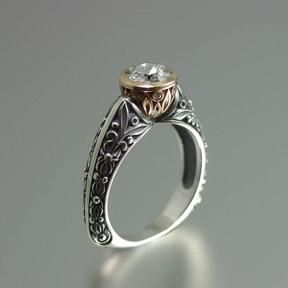 THE CROWNED COUNTESS white sapphire 14k engagement ring (sizes 4 to 7)