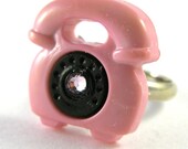 PINK TELEPHONE RING on silver adjustable band